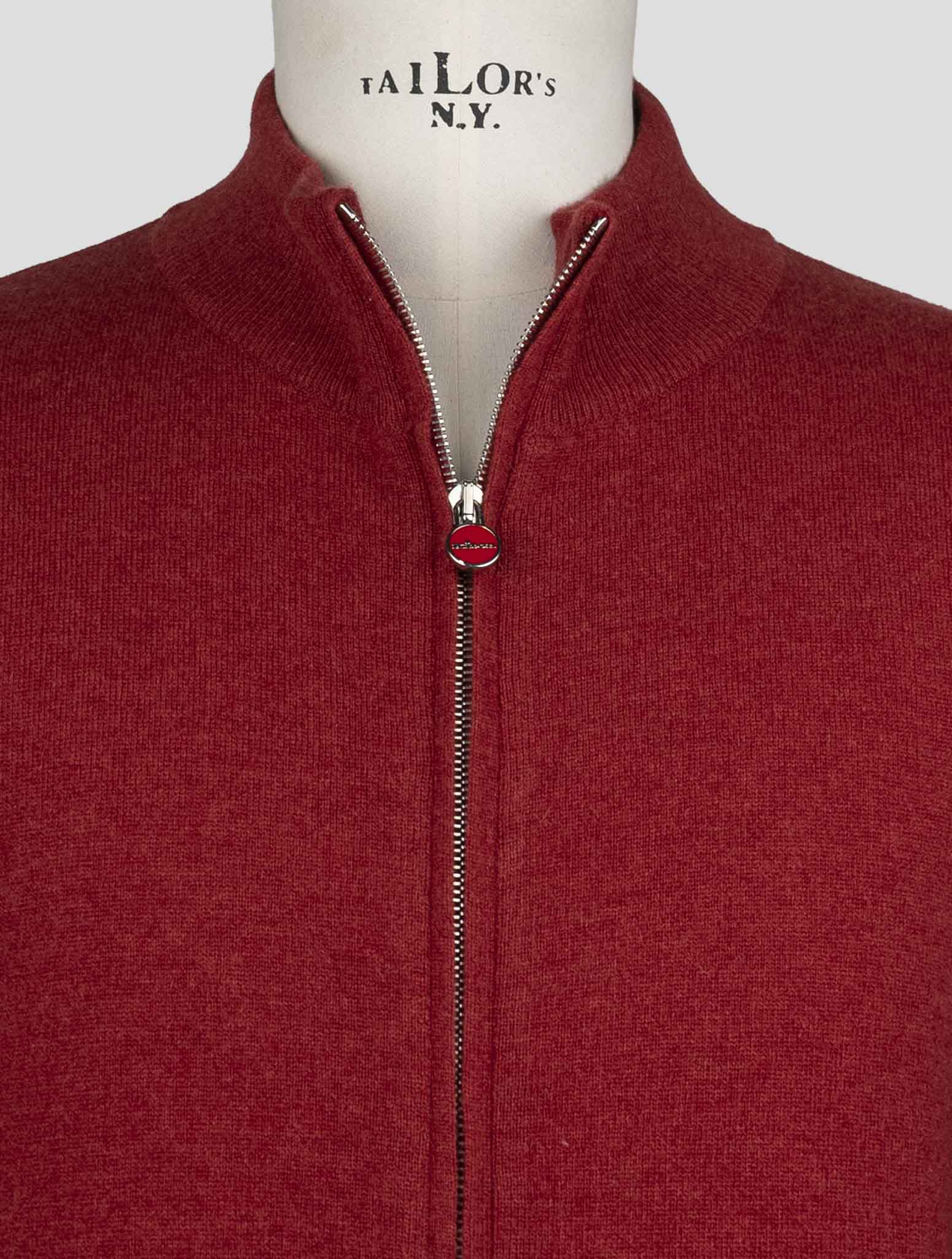 Kiton Red Cashmere Sweater Full Zip