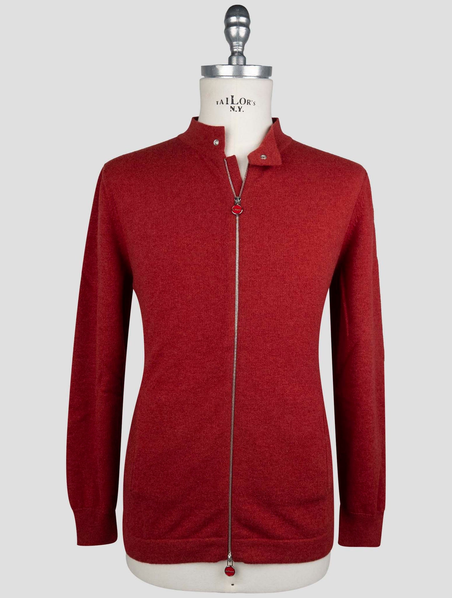 Kiton Red Cashmere Sweater Full Zip