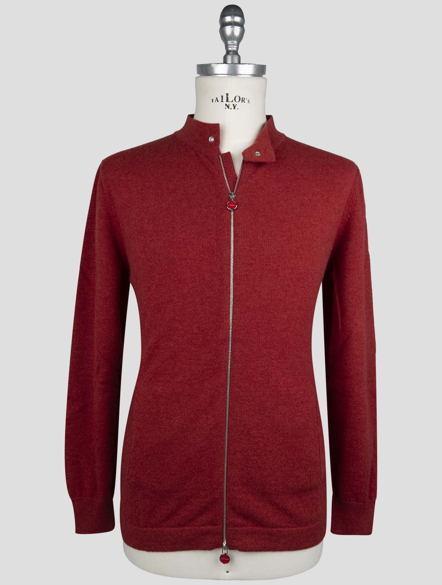 Kiton Red Cashmere Sweater Full Zip