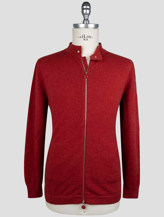 Kiton Red Cashmere Sweater Full Zip