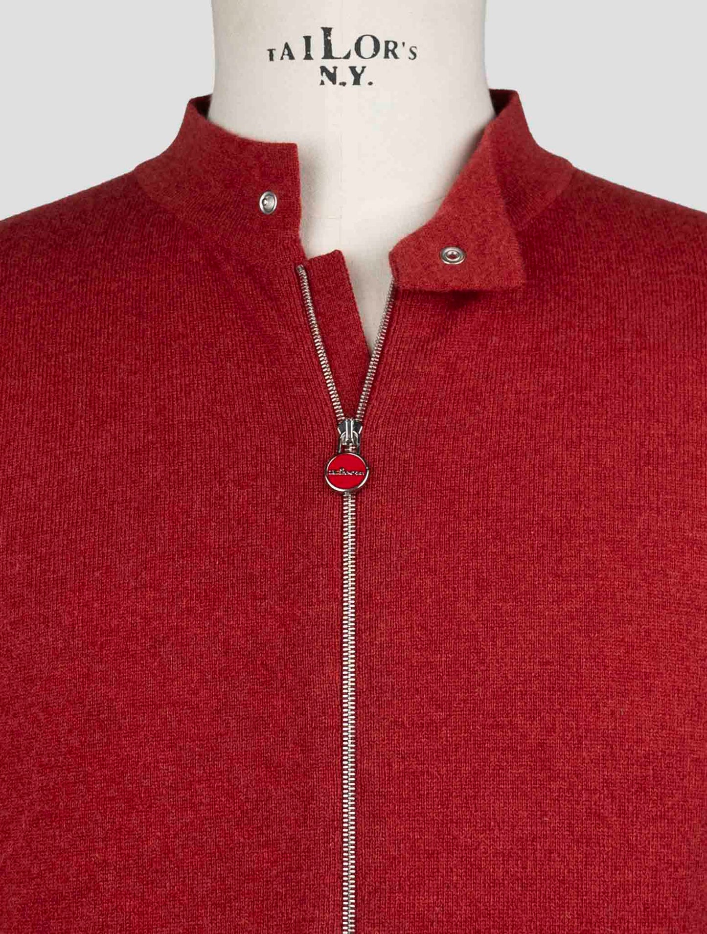 Kiton Red Cashmere Sweater Full Zip