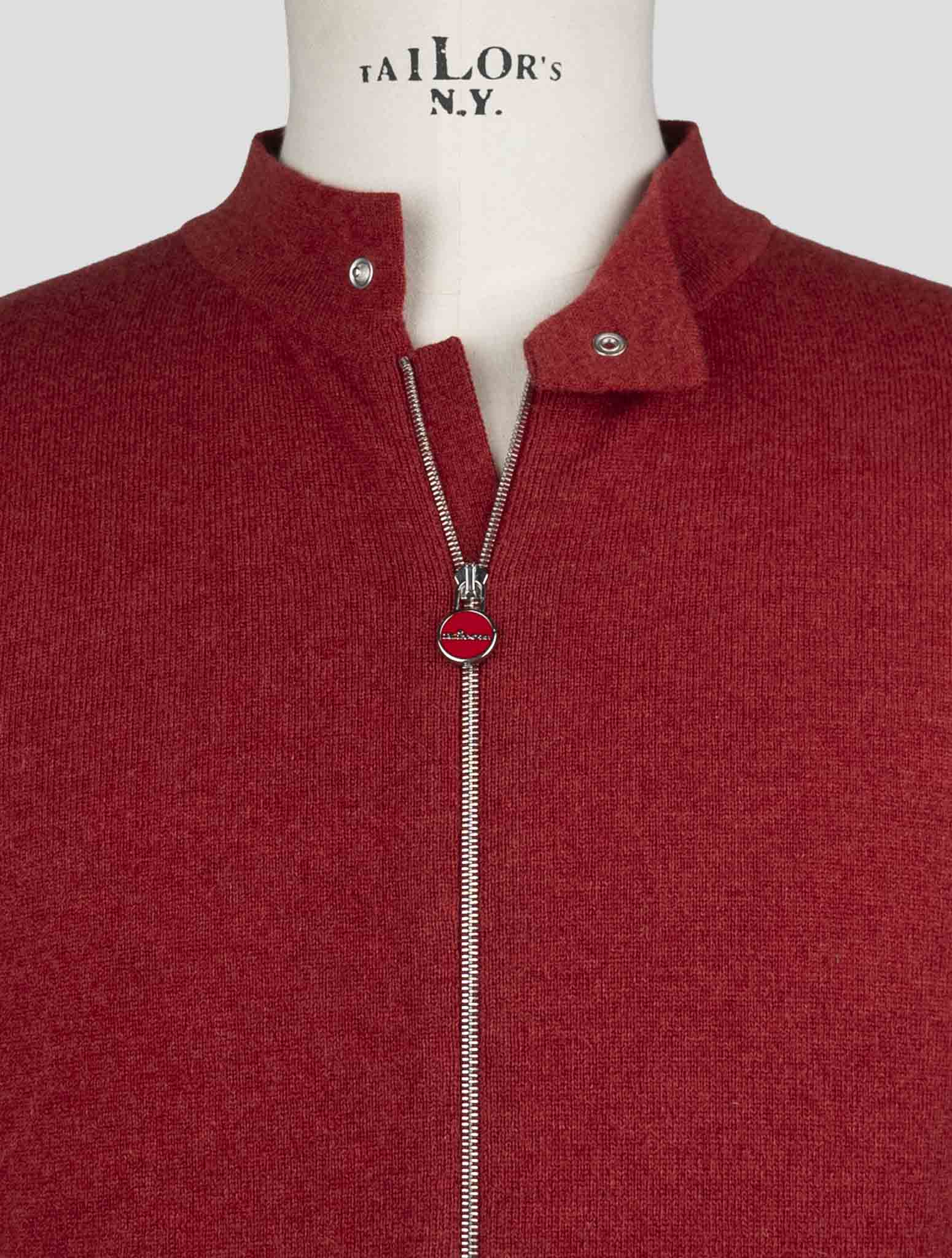 Kiton Red Cashmere Sweater Full Zip