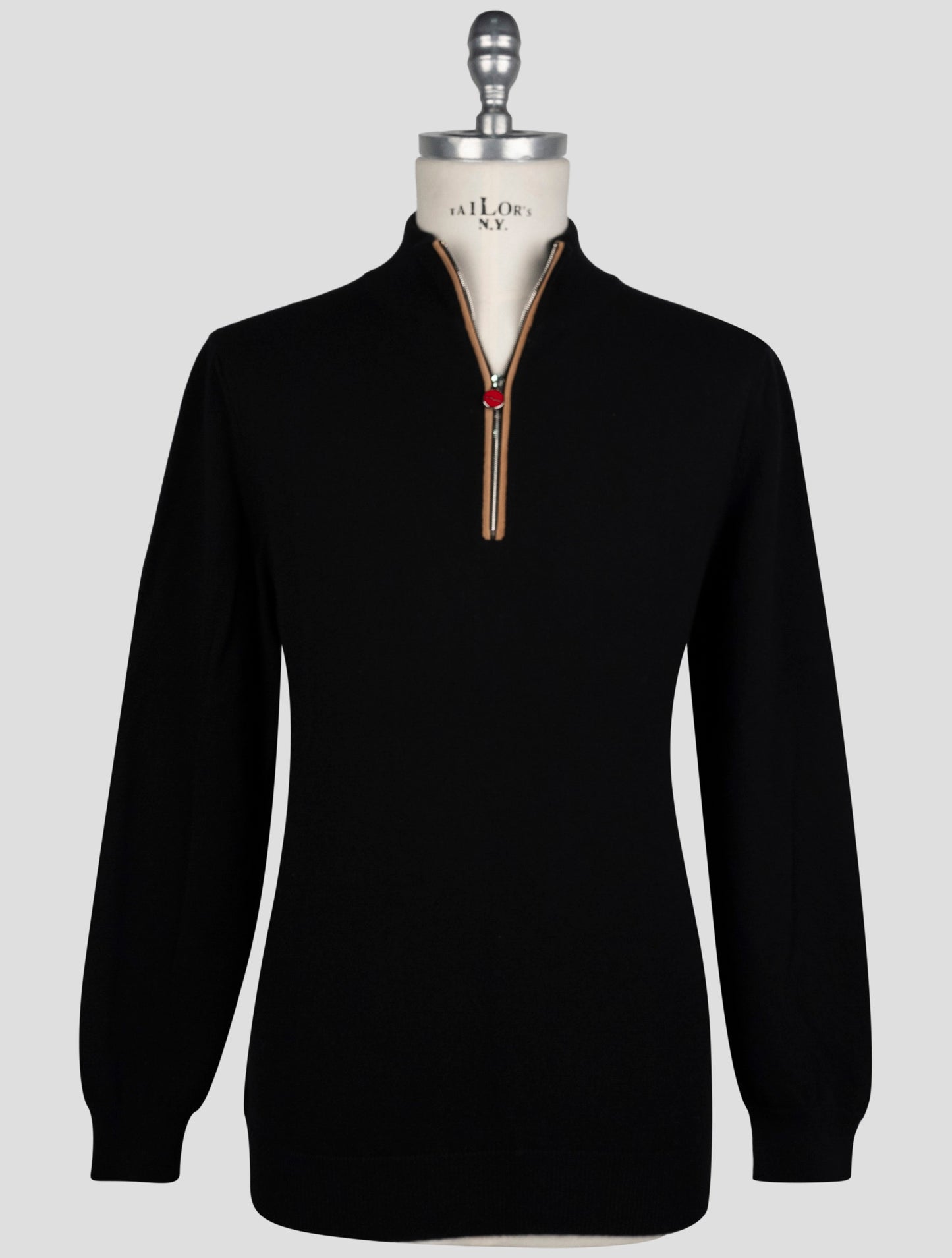 Kiton Black Cashmere Sweater Half Zip