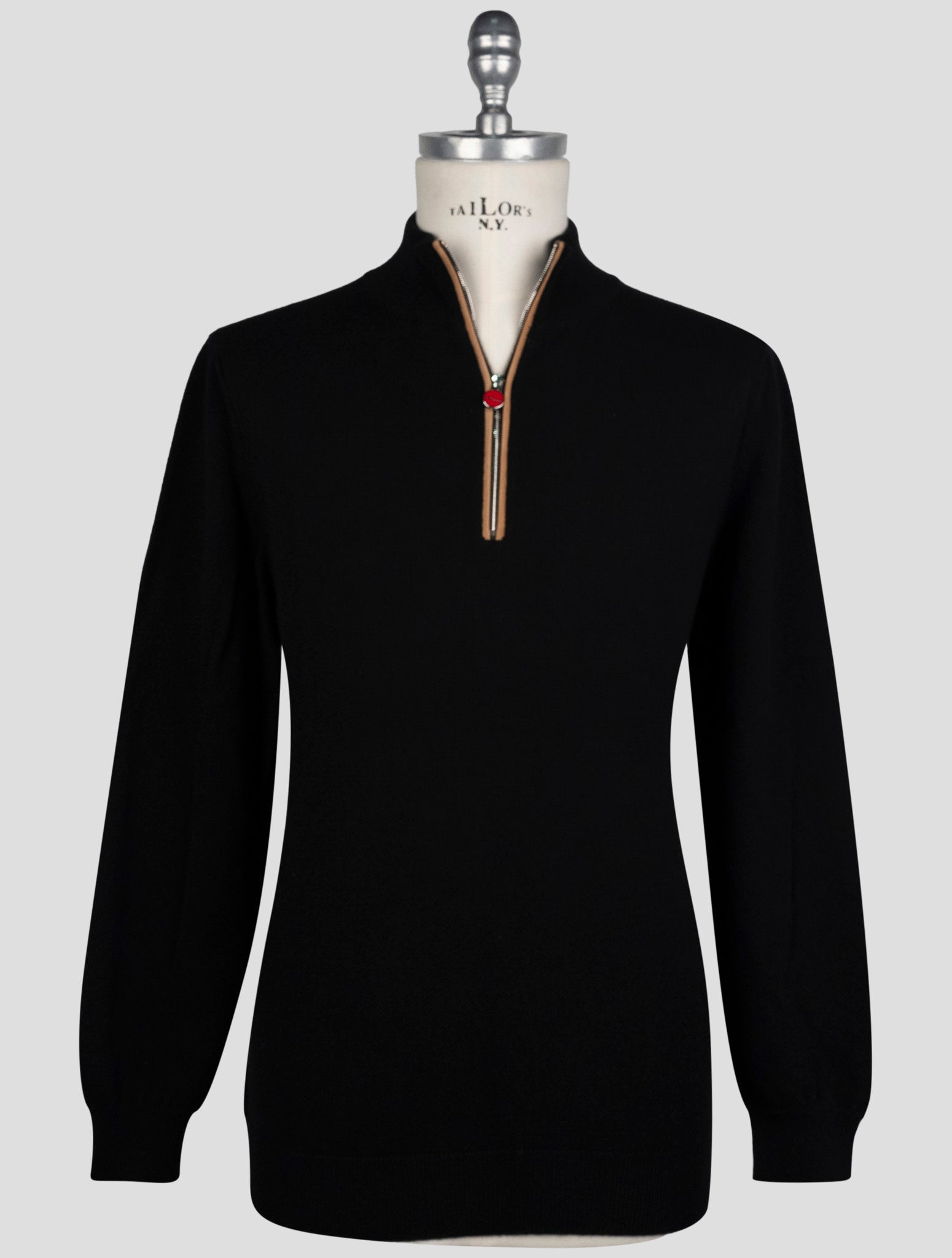 Kiton Black Cashmere Sweater Half Zip