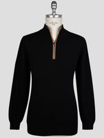 Kiton Black Cashmere Sweater Half Zip