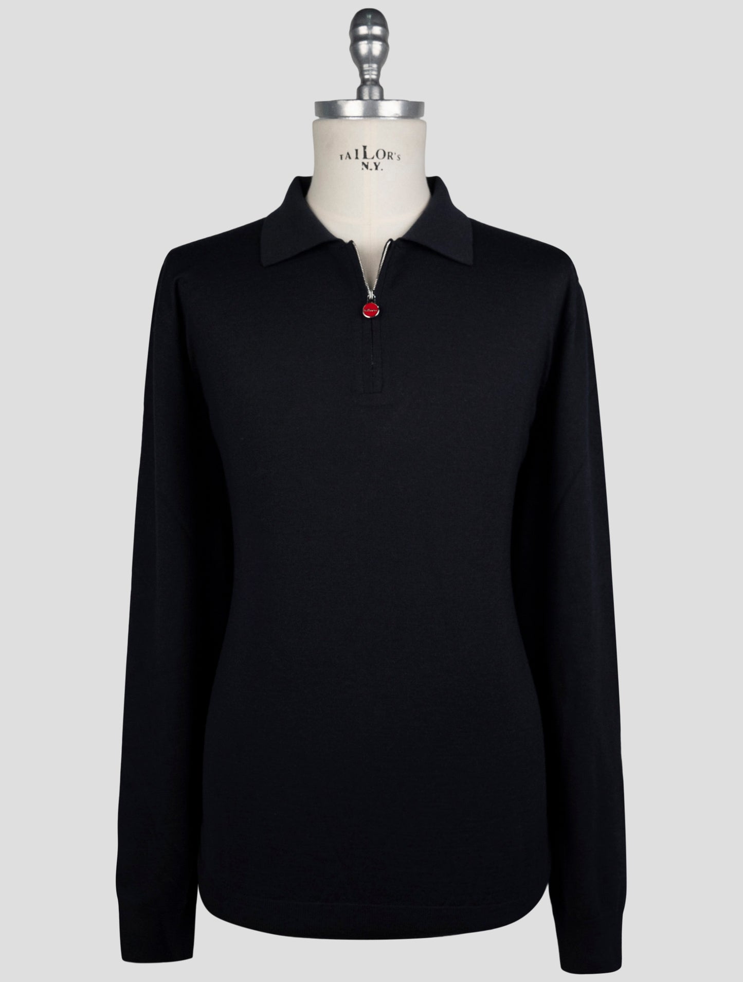Kiton Dark Blue Wool Sweater Half Zip