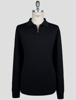 Kiton Dark Blue Wool Sweater Half Zip