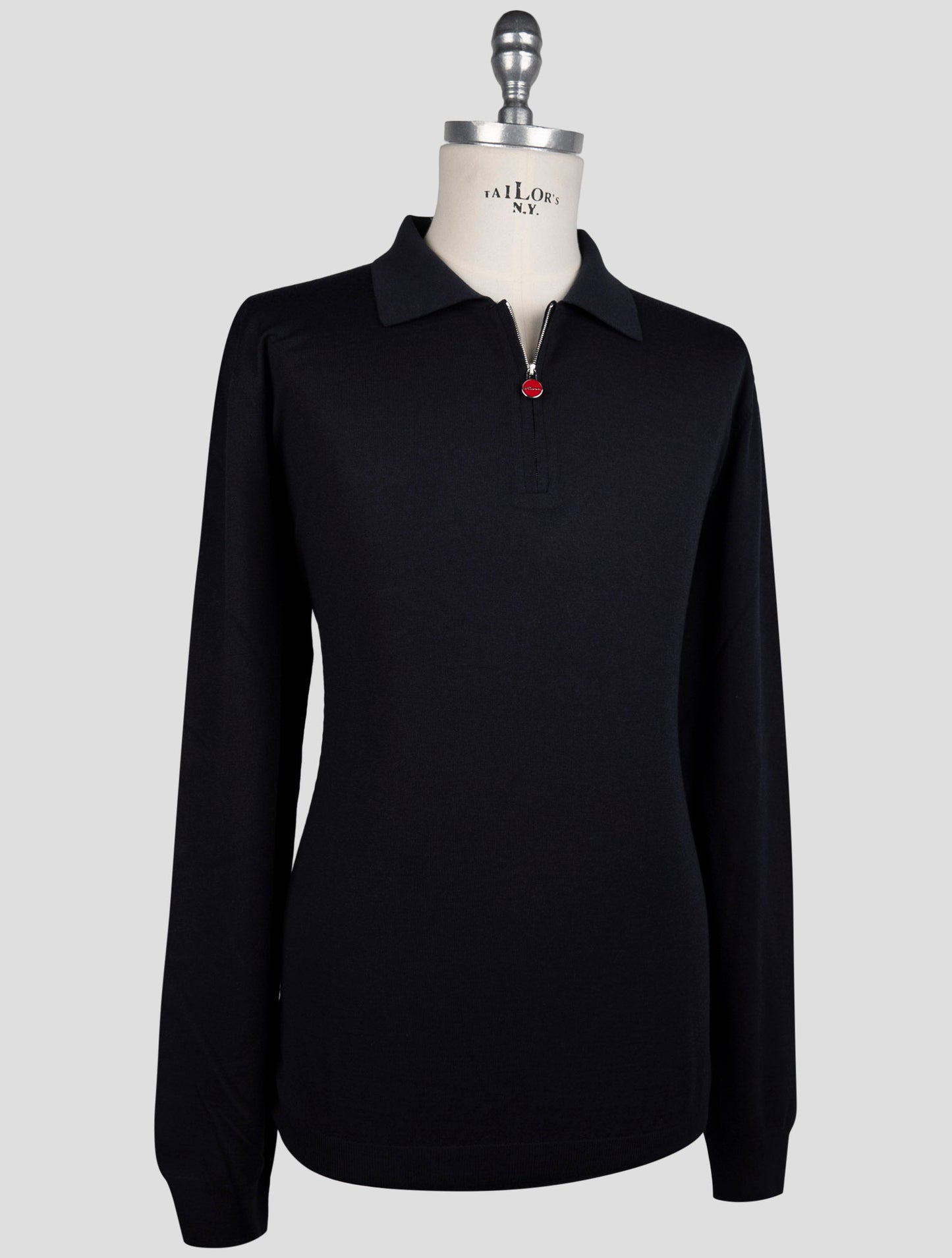 Kiton Dark Blue Wool Sweater Half Zip
