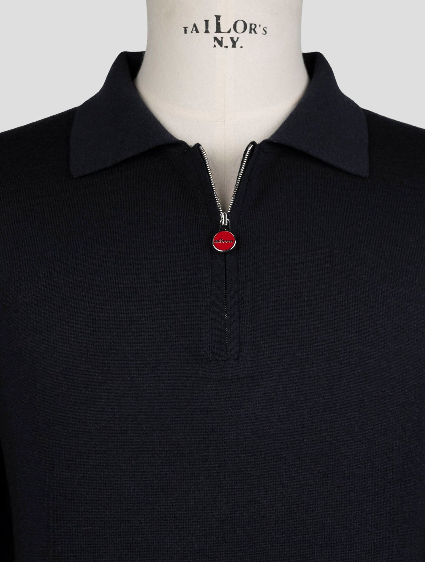 Kiton Dark Blue Wool Sweater Half Zip