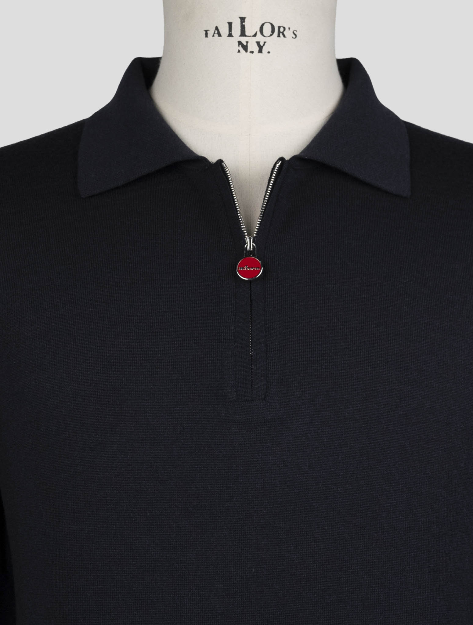 Kiton Dark Blue Wool Sweater Half Zip