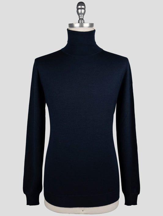 Kiton Dark Blue Cashmere Silk Sweater Turtleneck