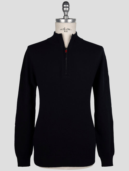 Kiton Dark Blue Cashmere Sweater Half Zip