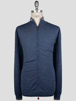 Kiton Blue Wool Sweater Full Zip