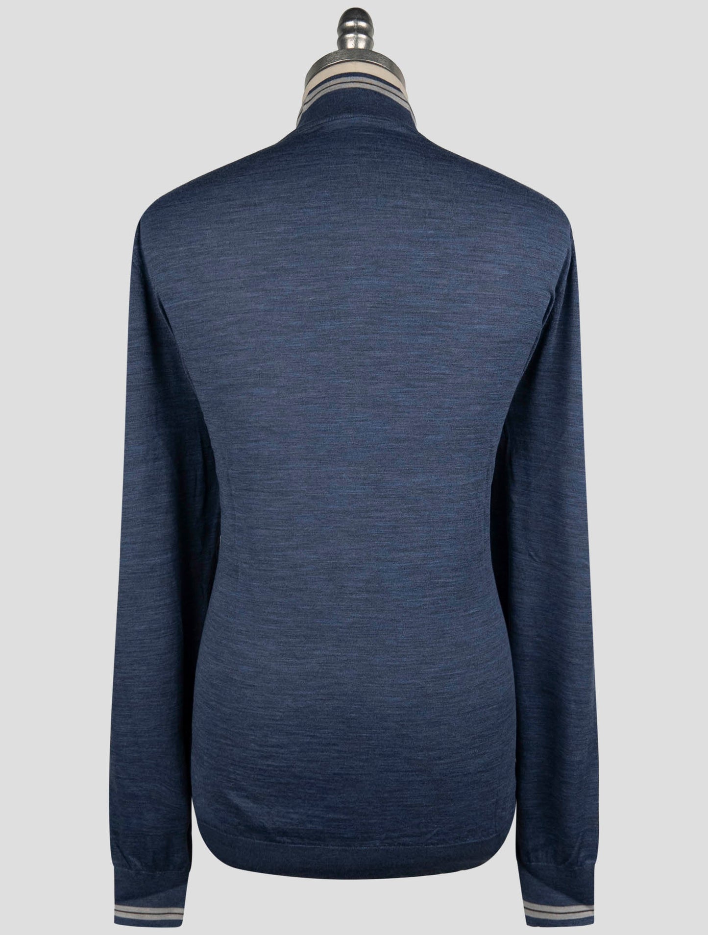 Kiton Blue Wool Sweater Full Zip