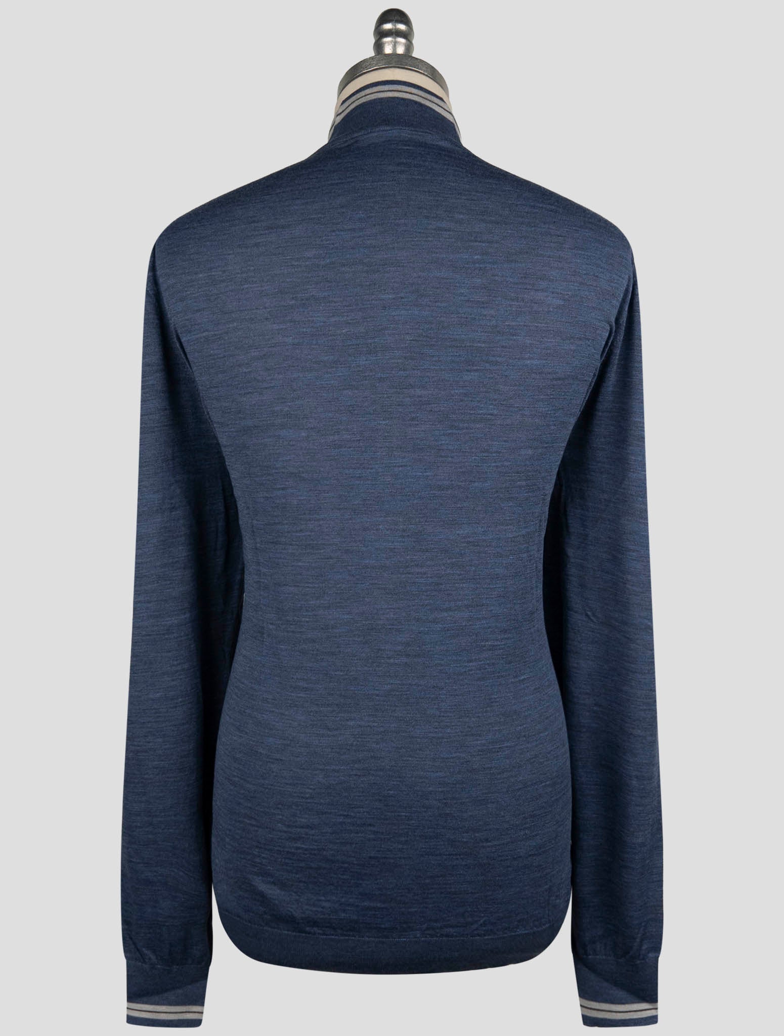 Kiton Blue Wool Sweater Full Zip