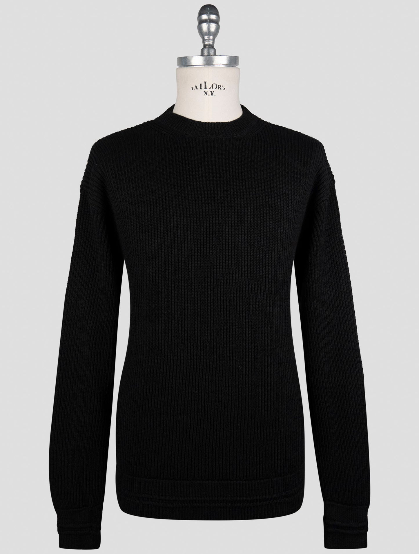 Kiton Black Silk Cotton Sweater Crewneck