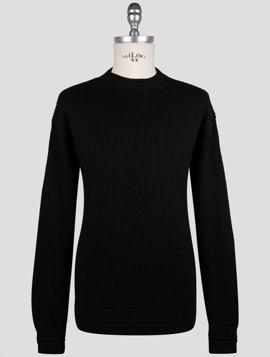 Kiton Black Silk Cotton Sweater Crewneck