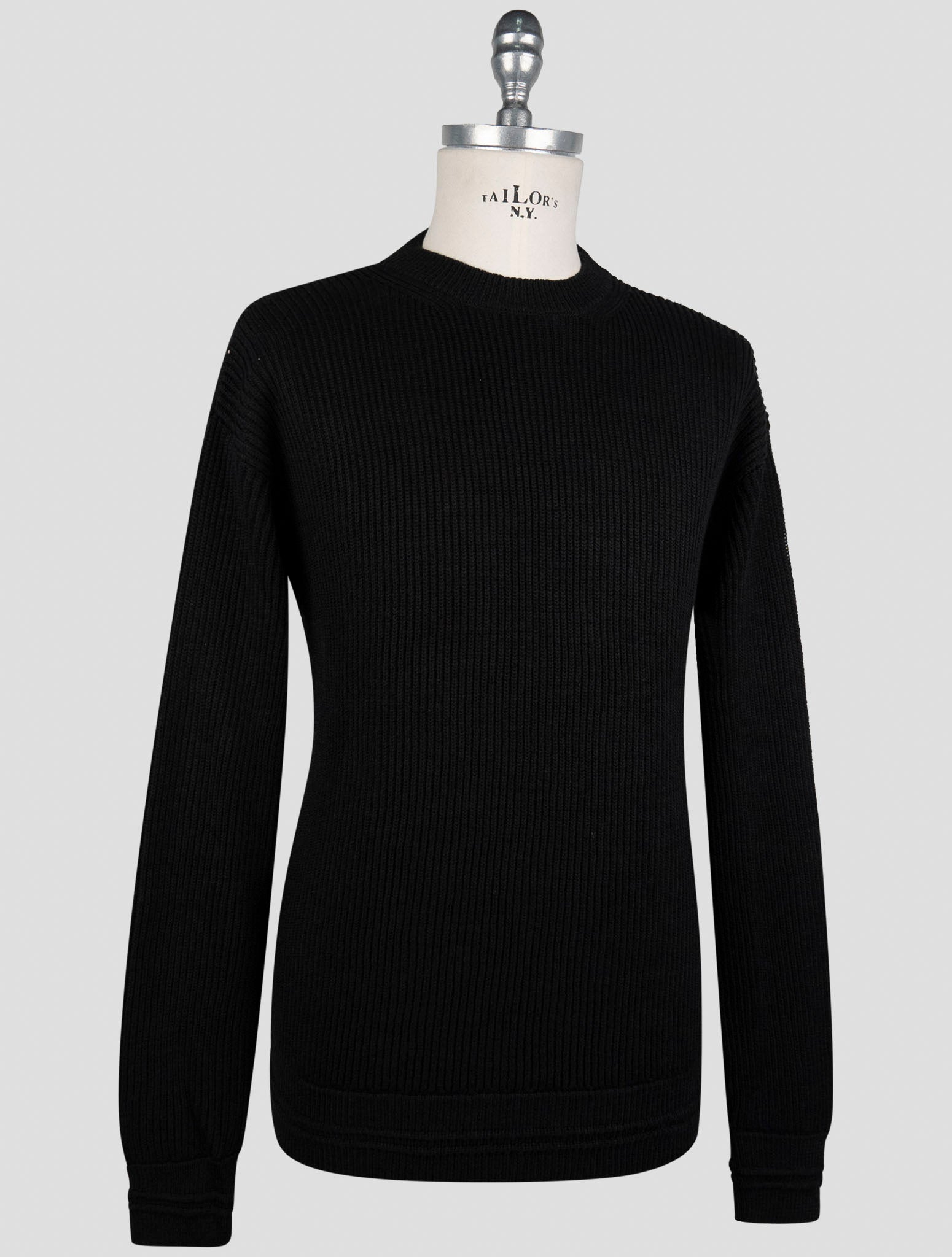 Kiton Black Silk Cotton Sweater Crewneck