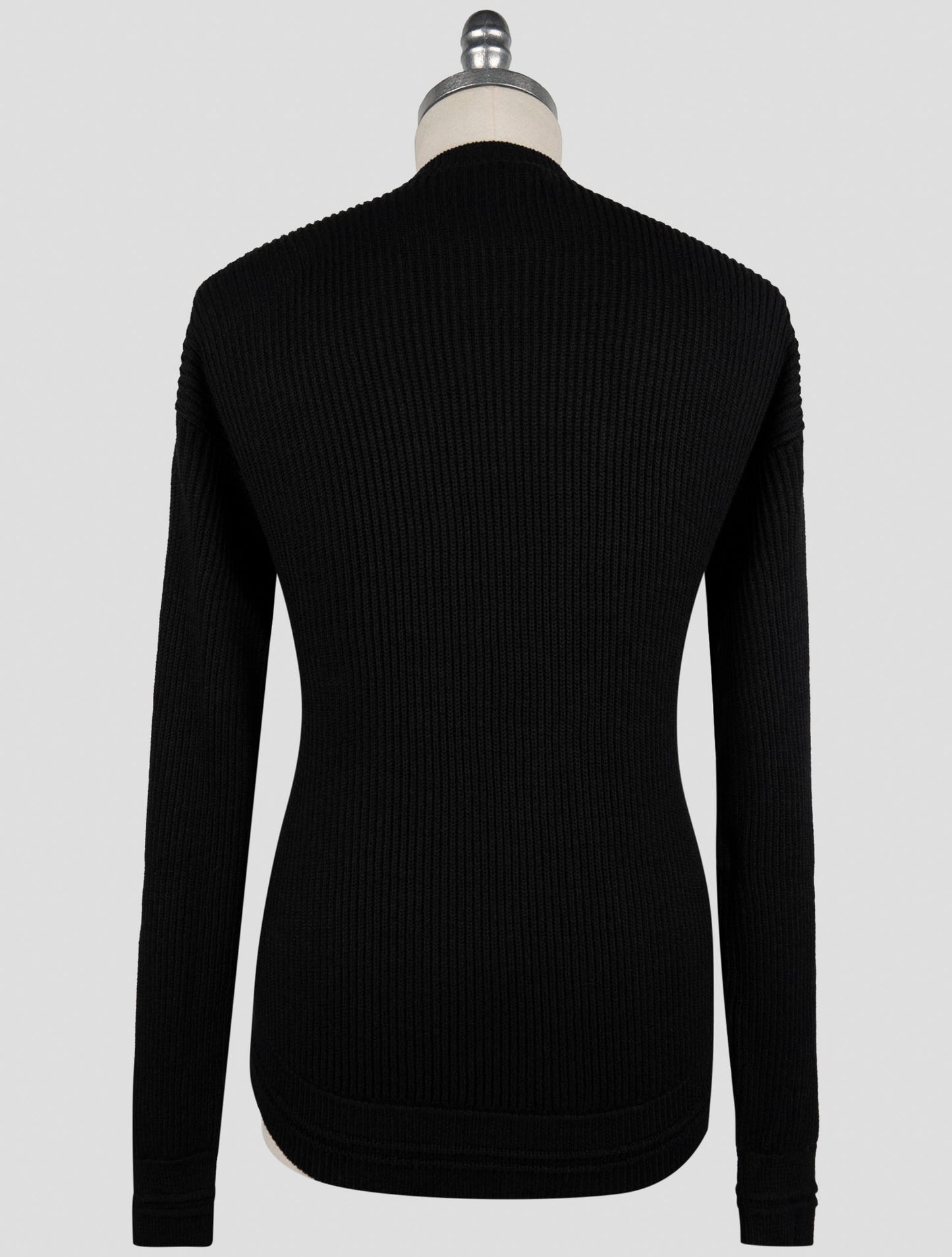 Kiton Black Silk Cotton Sweater Crewneck
