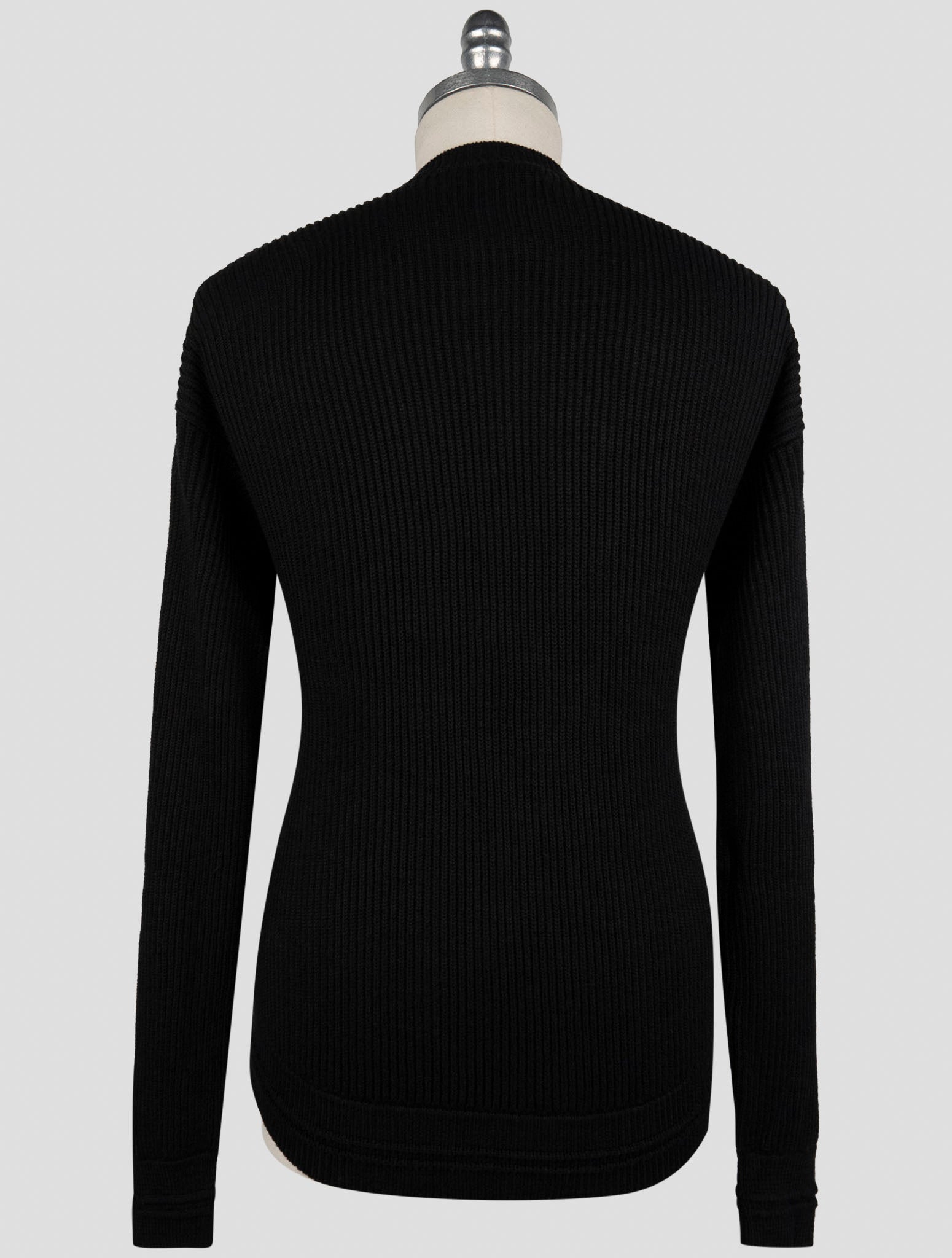 Kiton Black Silk Cotton Sweater Crewneck