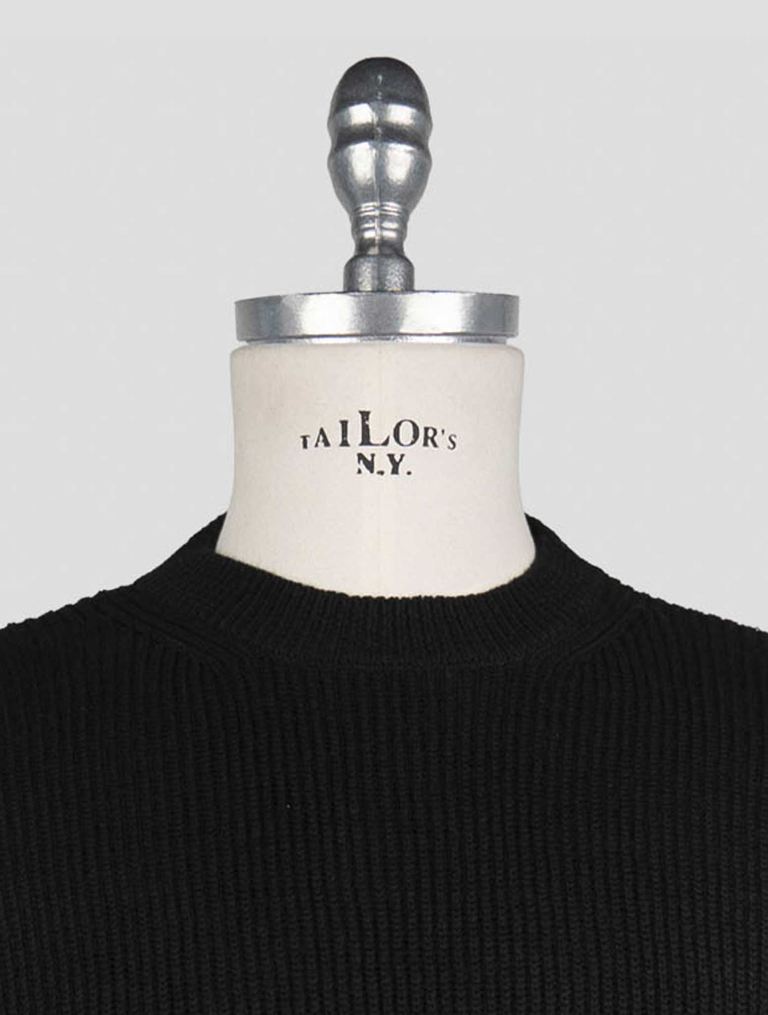 Kiton Black Silk Cotton Sweater Crewneck
