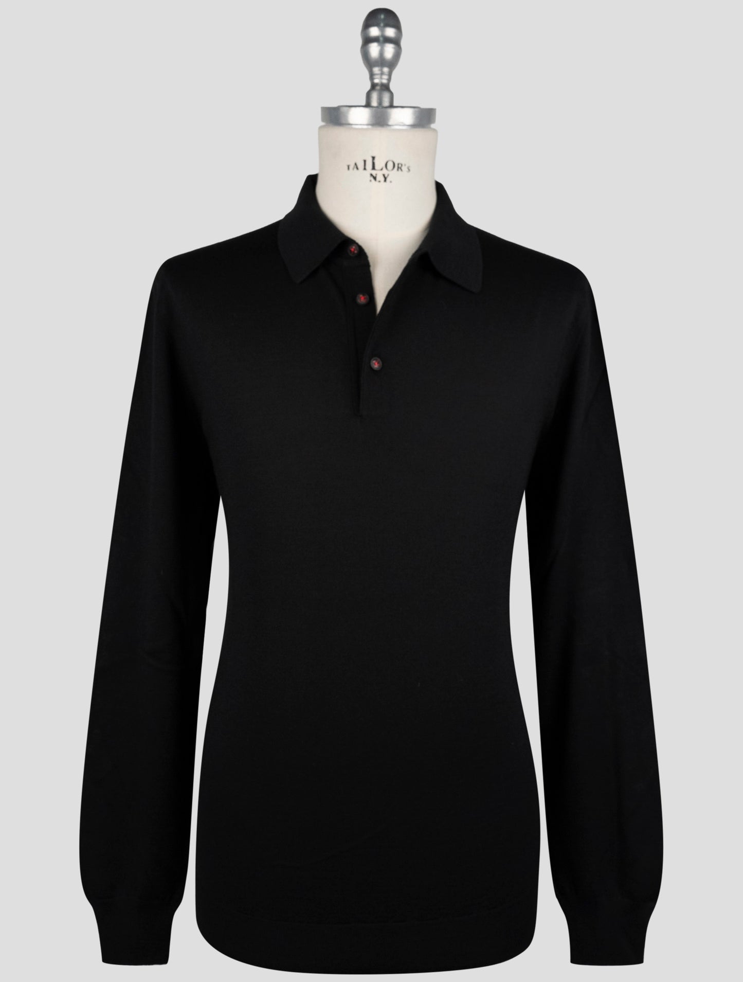 Kiton Black Wool Sweater Polo