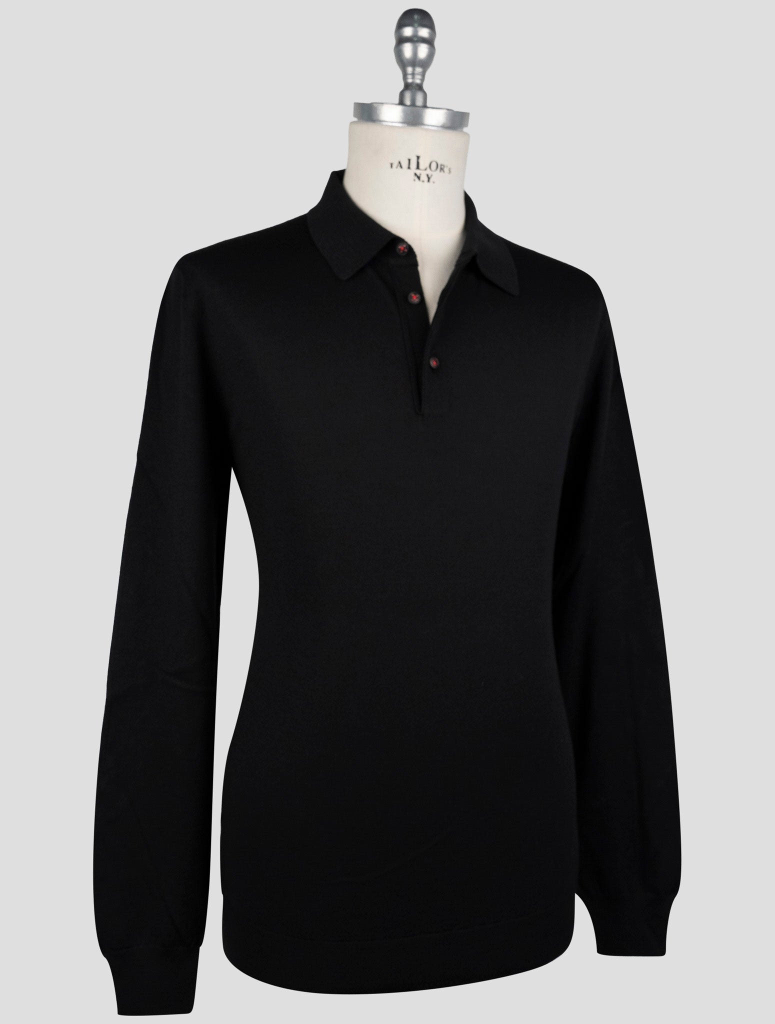 Kiton Black Wool Sweater Polo