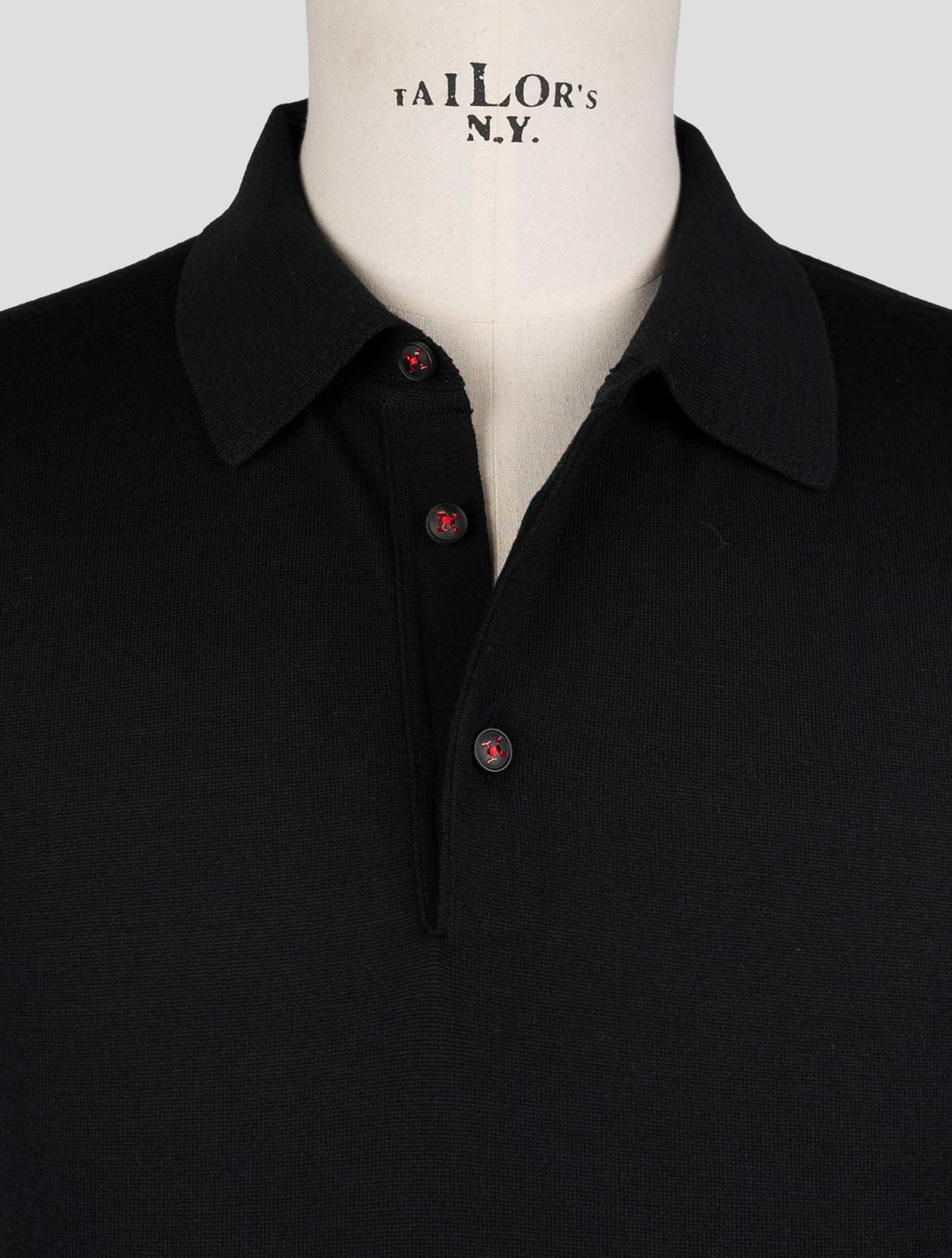 Kiton Black Wool Sweater Polo
