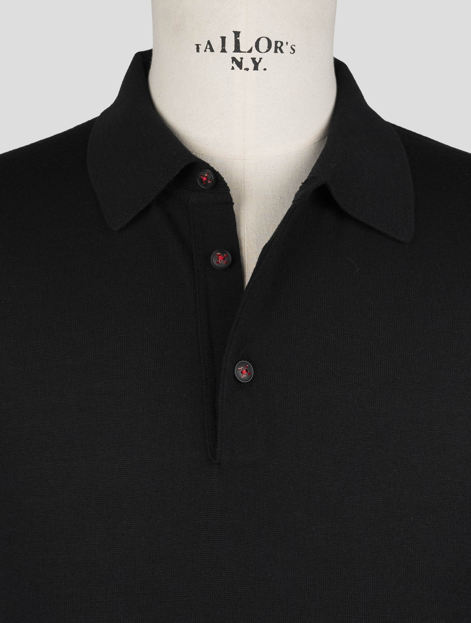 Kiton Black Wool Sweater Polo