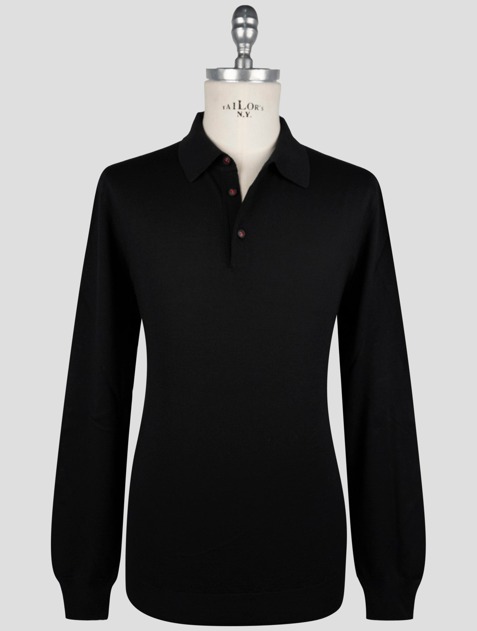 Kiton Black Wool Sweater Polo