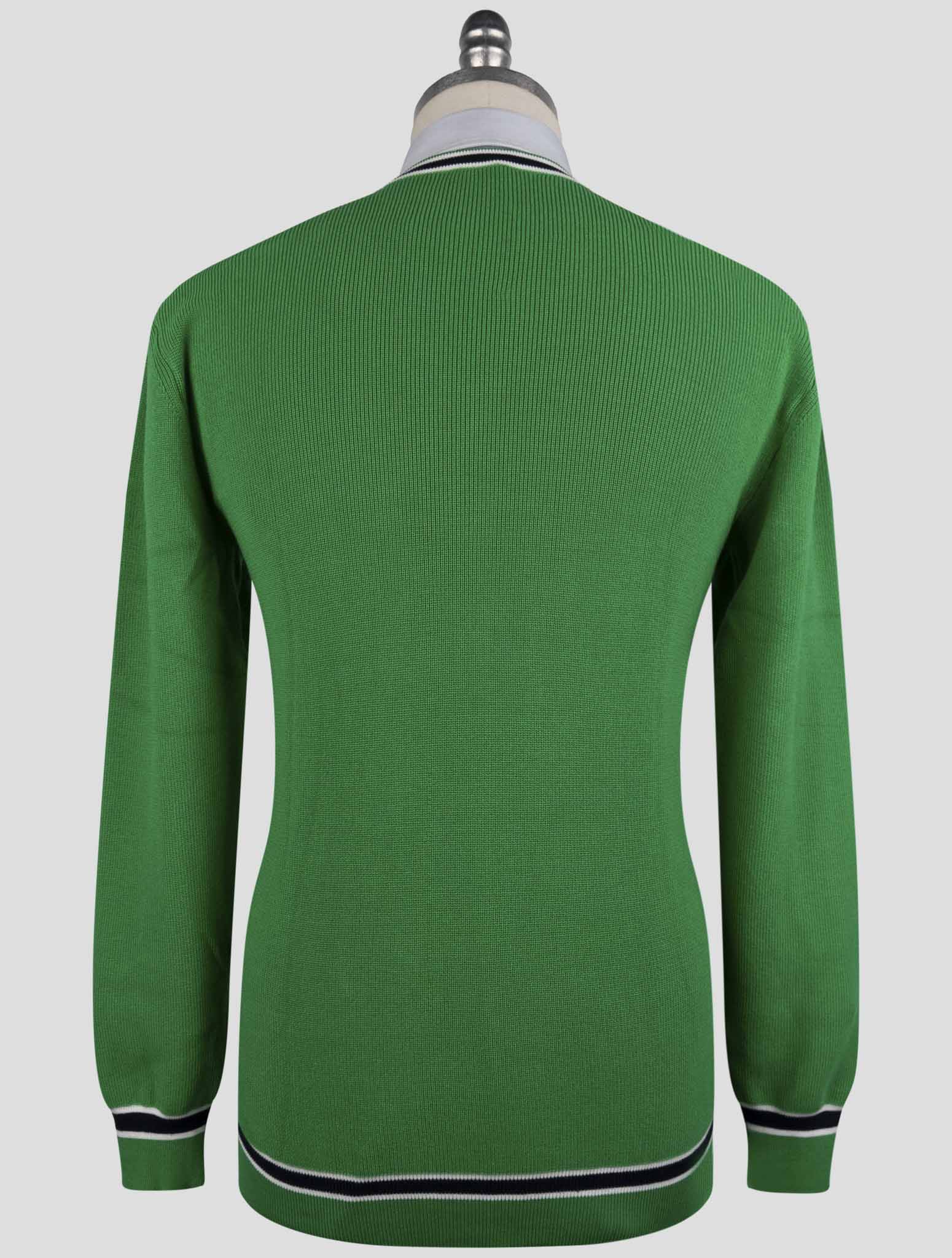 Kiton Green Cotton Sweater V-Neck