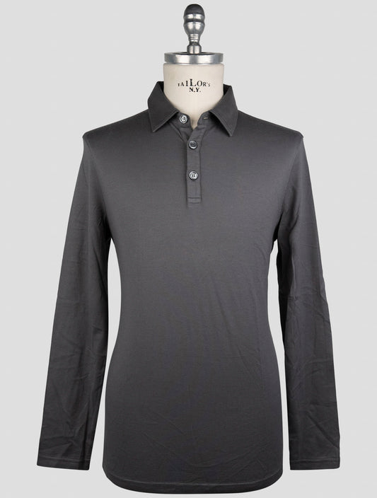 Kiton Gray Cotton Cashmere Sweater Polo