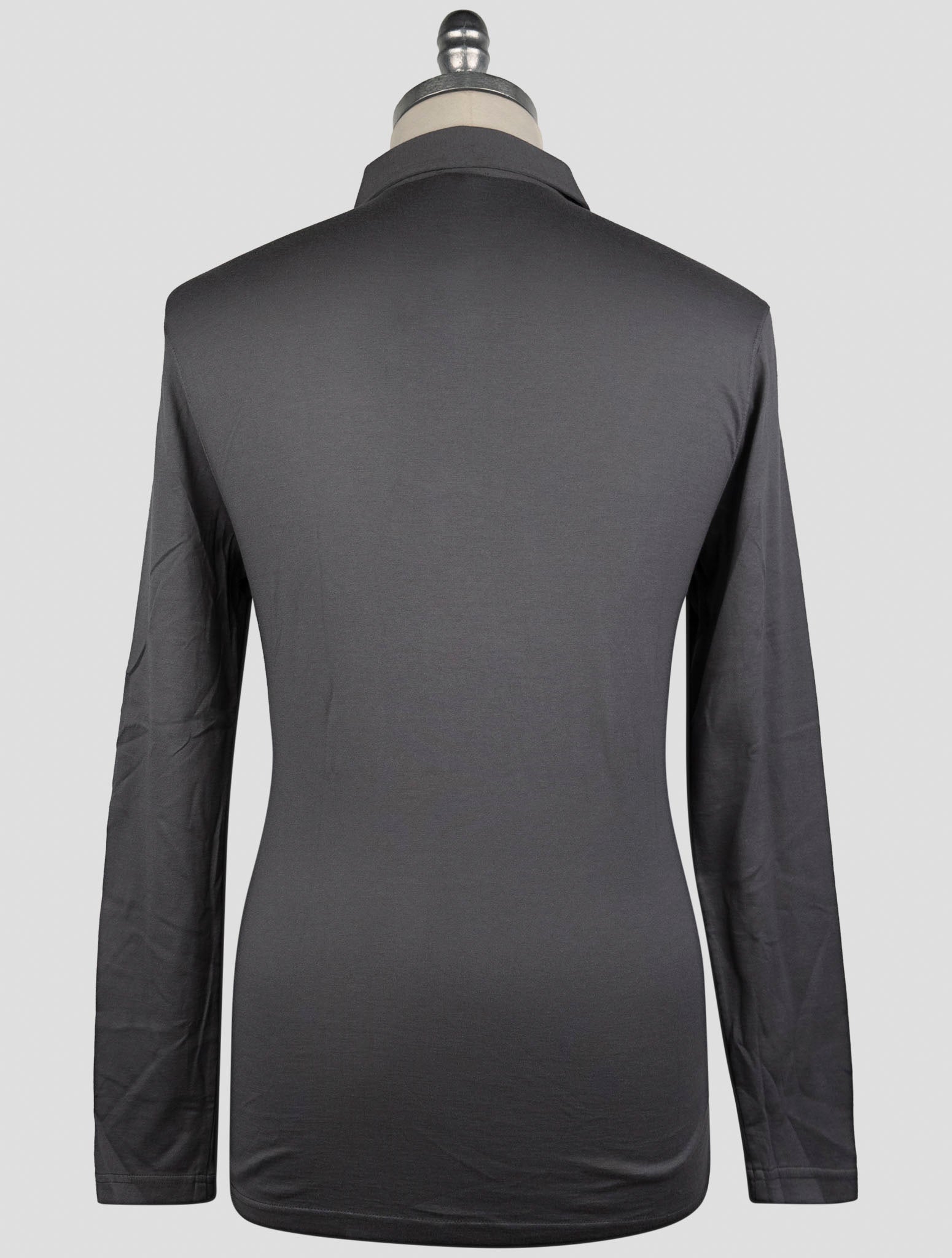 Kiton Gray Cotton Cashmere Sweater Polo