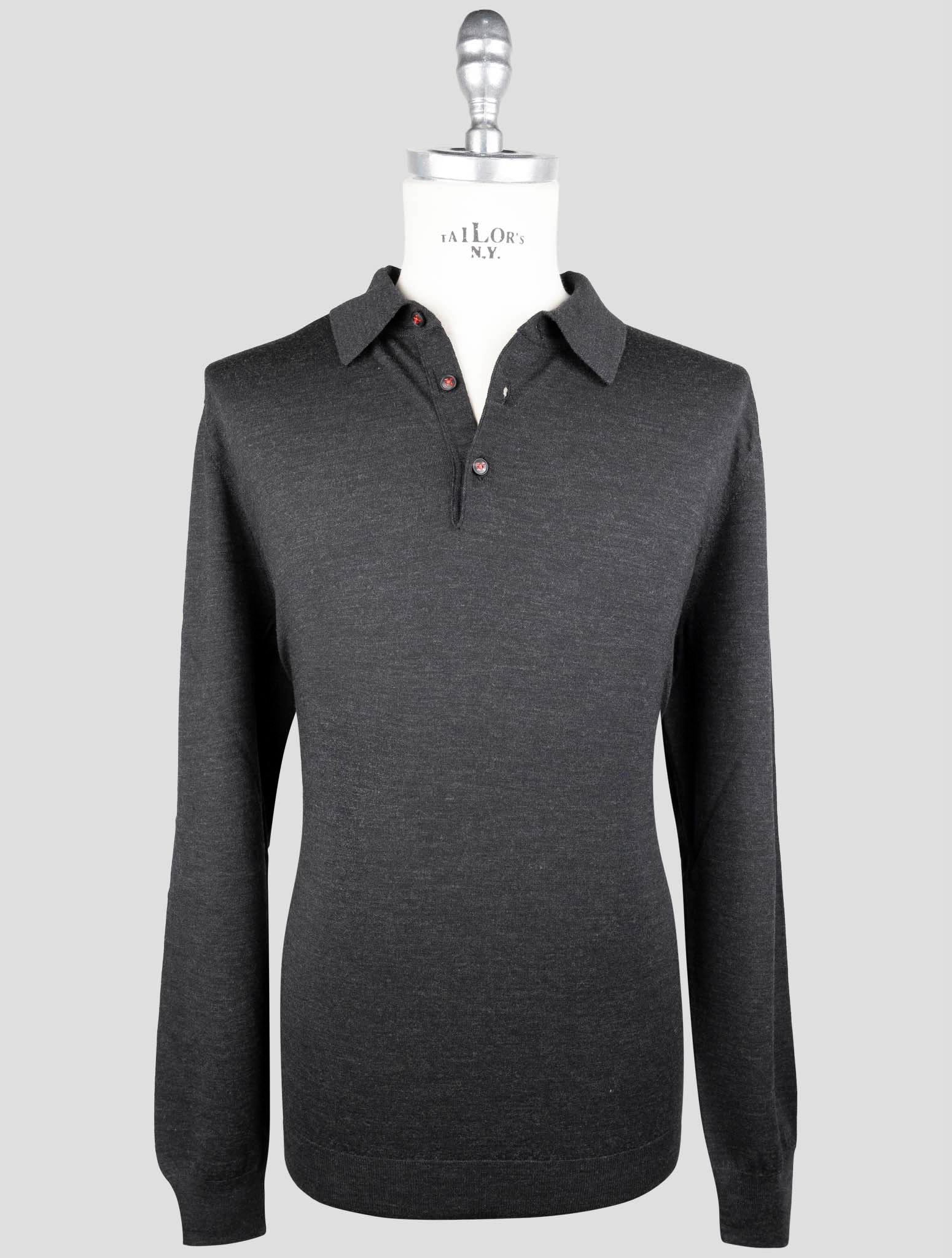 Kiton Dark Gray Wool Sweater Polo