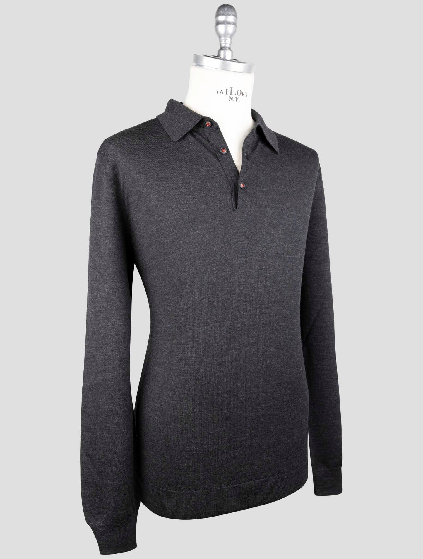 Kiton Dark Gray Wool Sweater Polo
