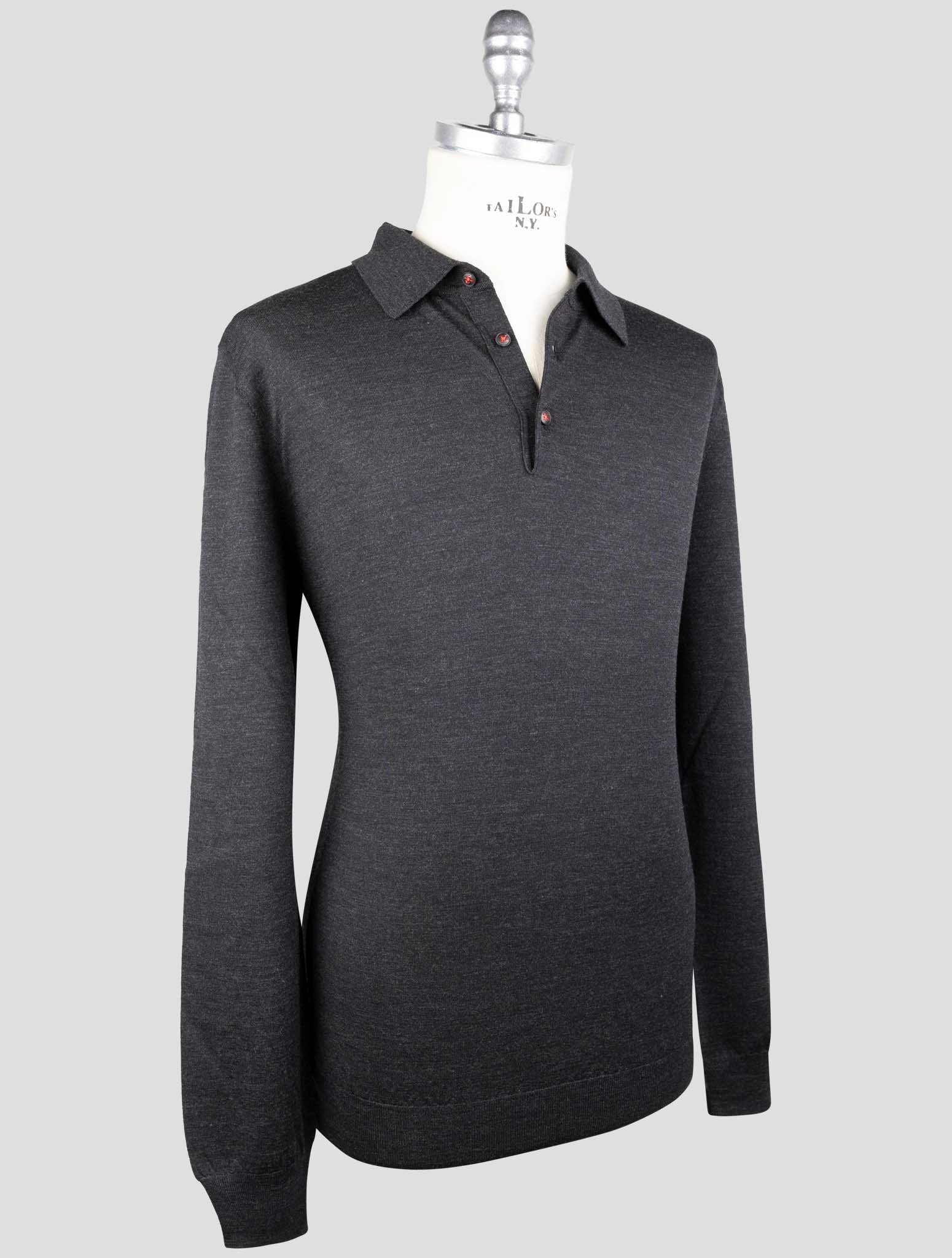Kiton Dark Gray Wool Sweater Polo