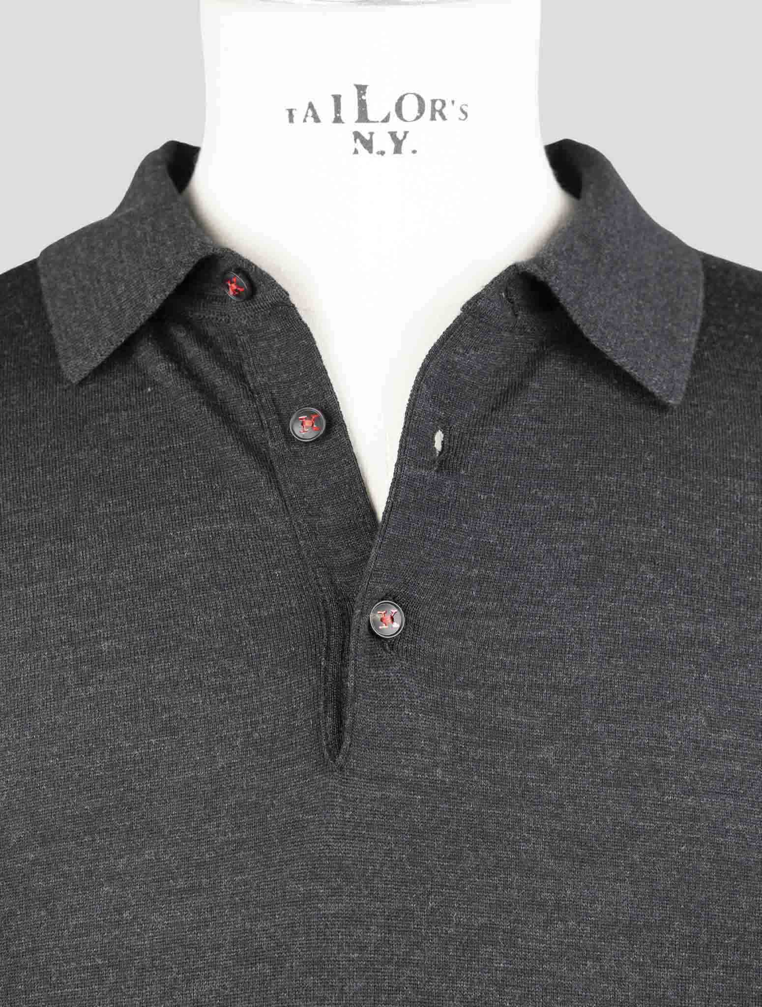 Kiton Dark Gray Wool Sweater Polo