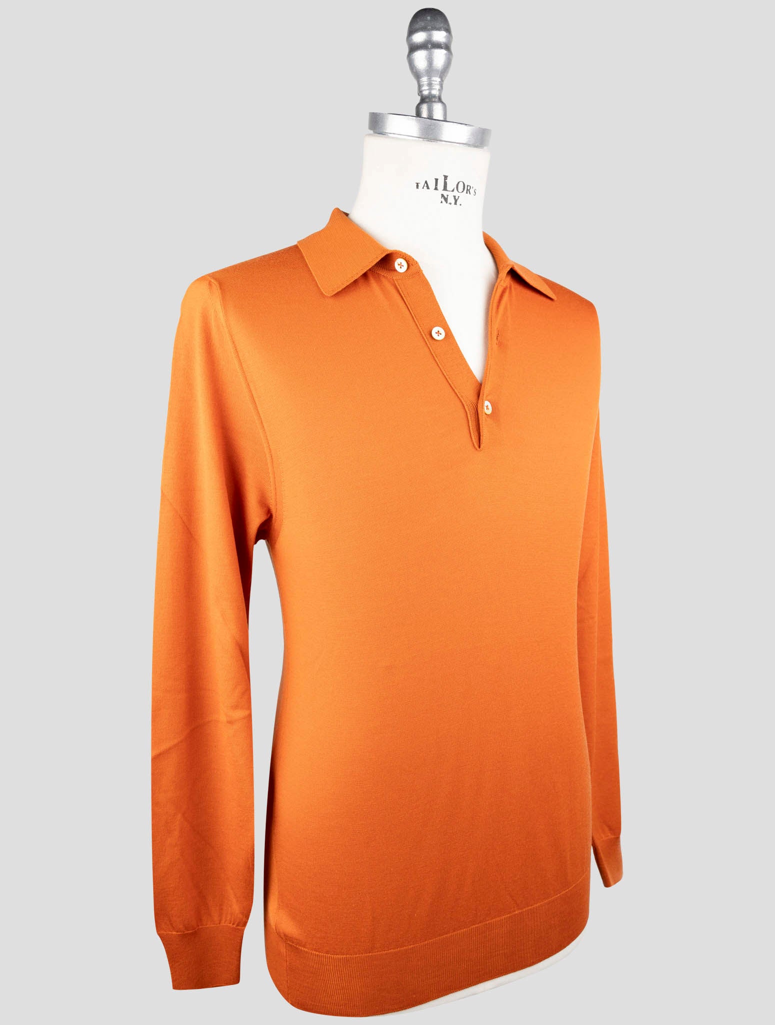 Kiton Orange Wool Sweater Polo