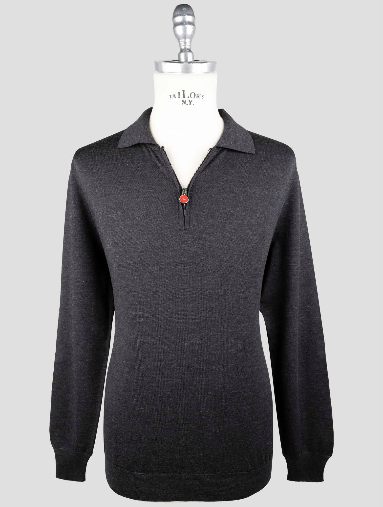 Kiton Dark Gray Wool Sweater Polo