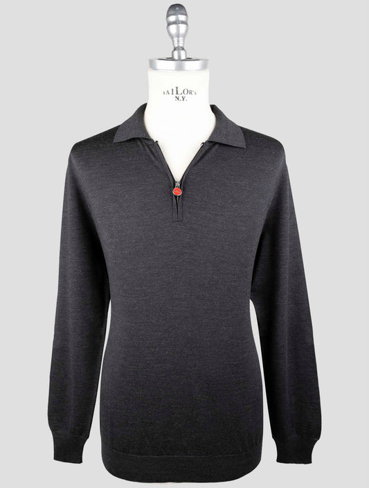 Kiton Dark Gray Wool Sweater Polo