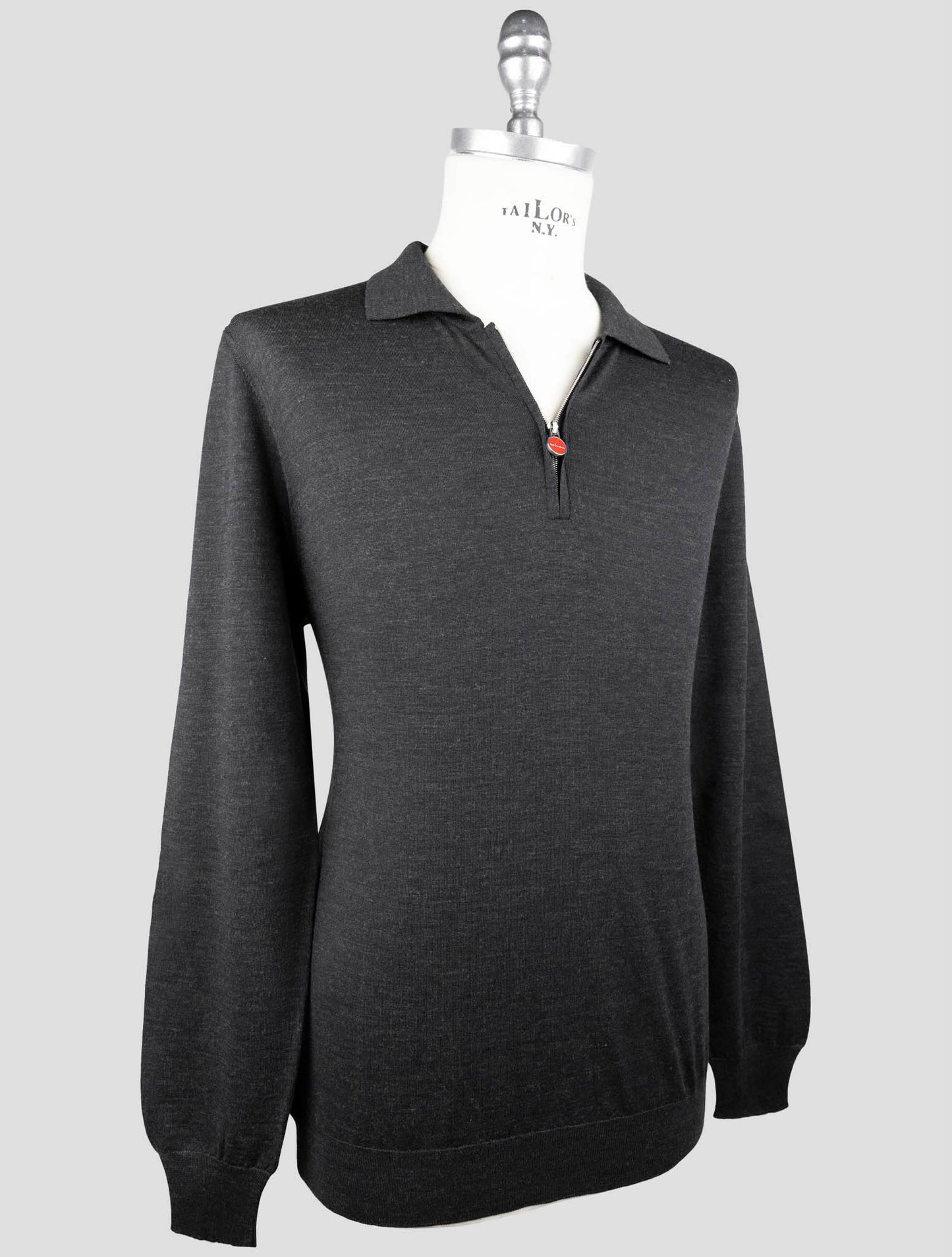 Kiton Dark Gray Wool Sweater Polo