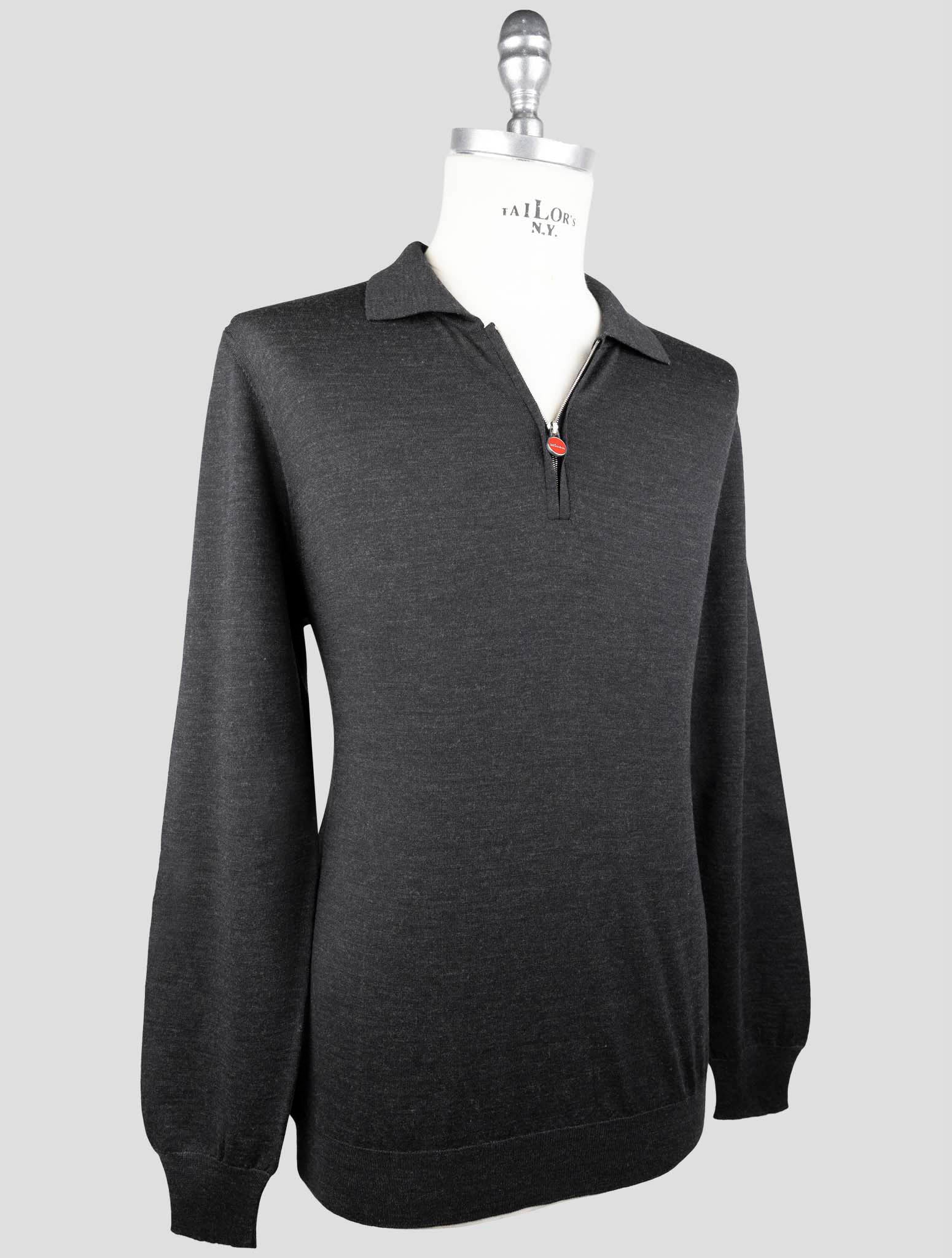 Kiton Dark Gray Wool Sweater Polo