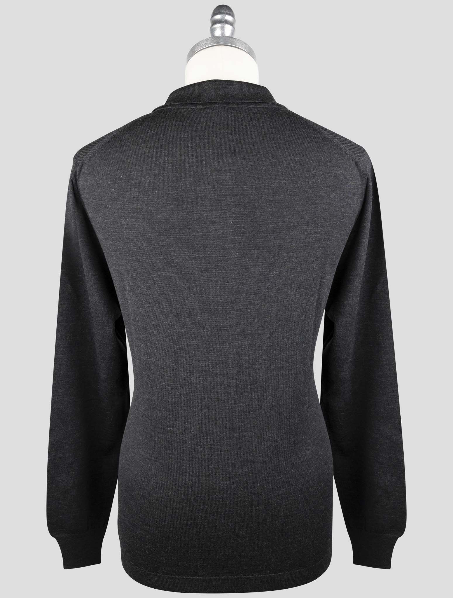 Kiton Dark Gray Wool Sweater Polo