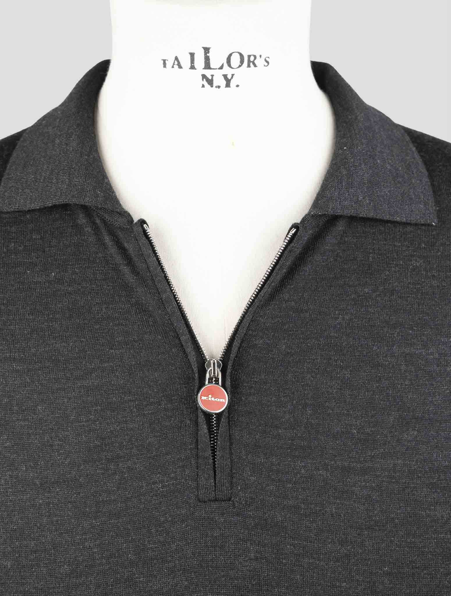 Kiton Dark Gray Wool Sweater Polo