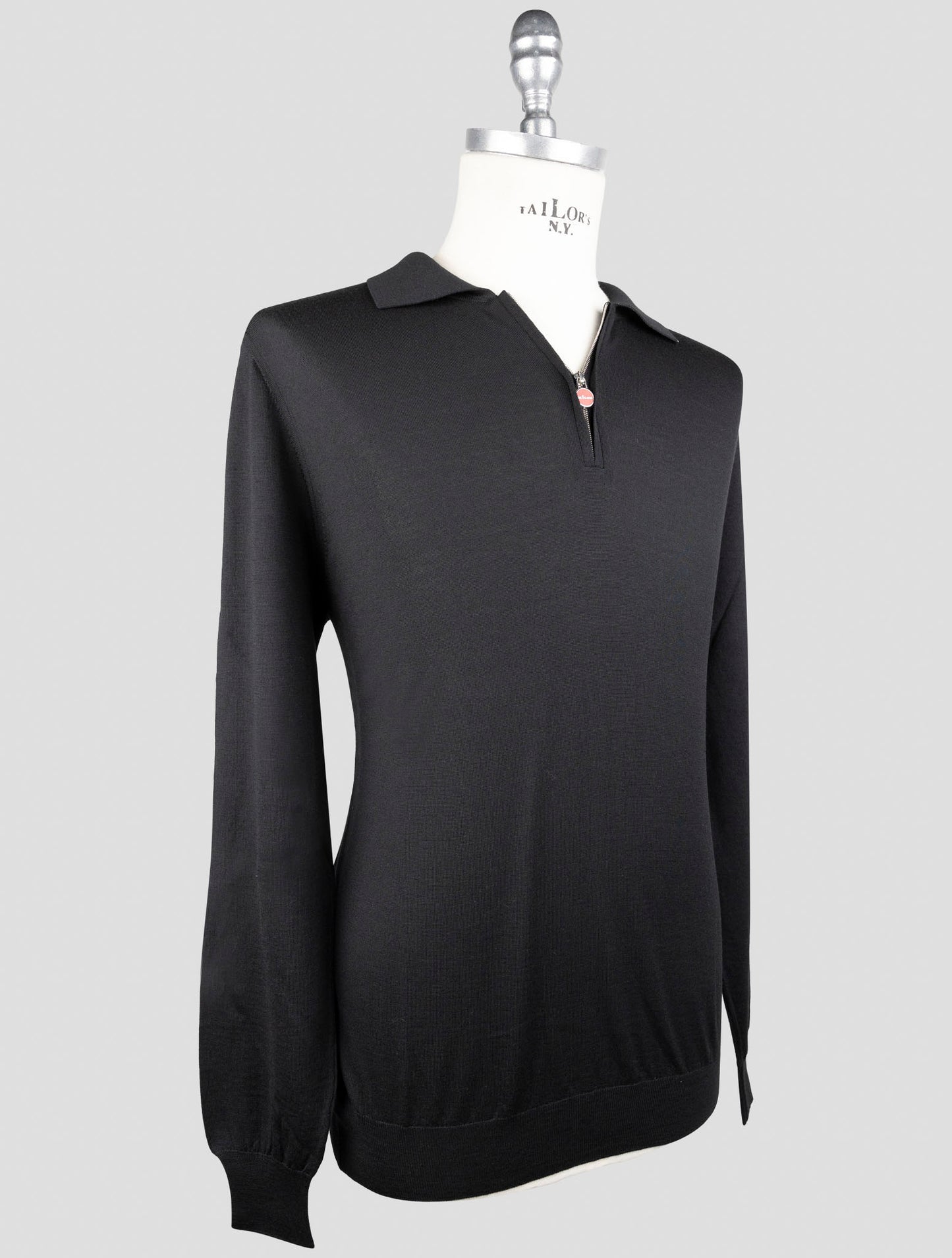 Kiton Black Wool Sweater Polo