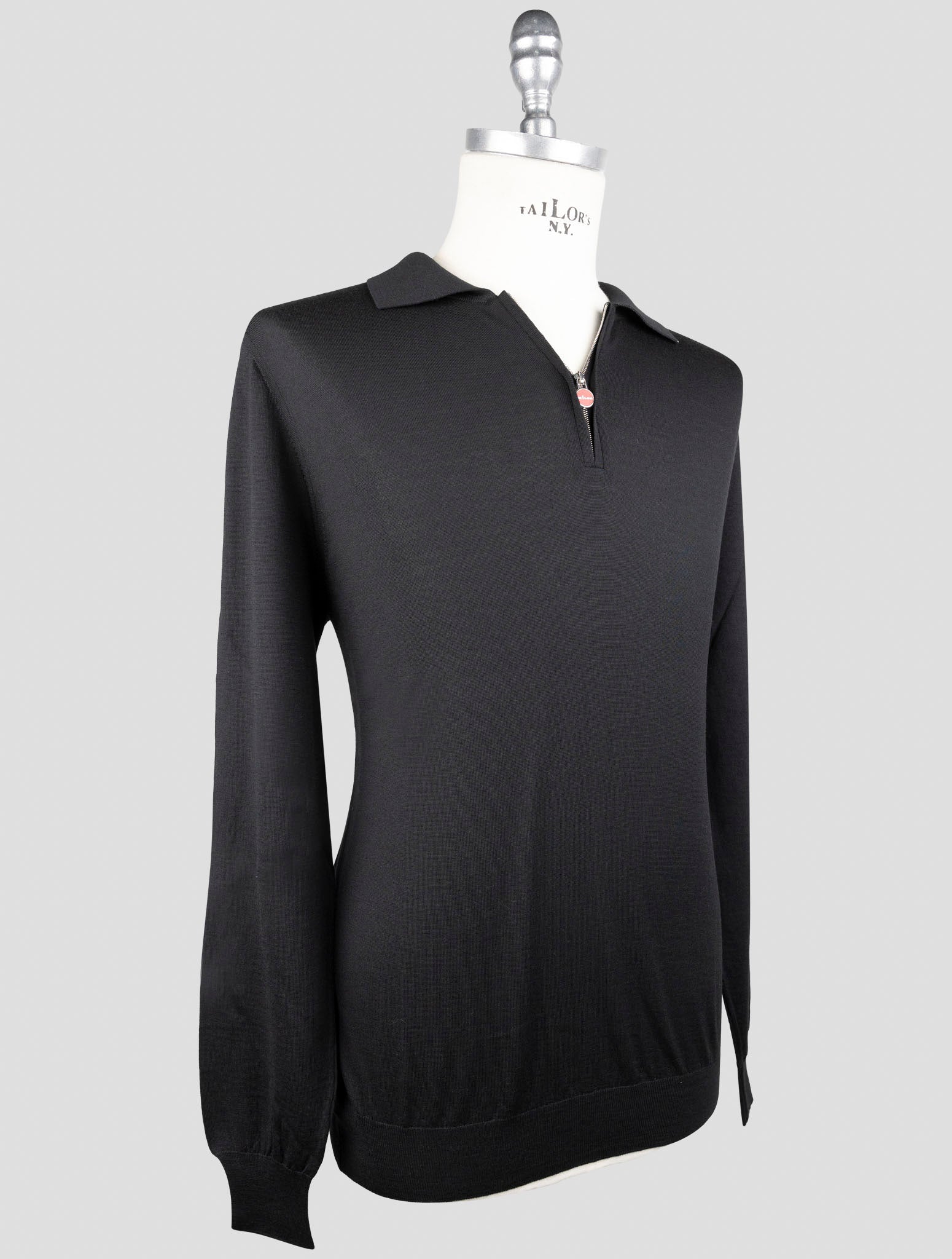 Kiton Black Wool Sweater Polo