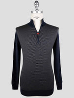 Kiton Blue Cashmere Sweater Half Zip