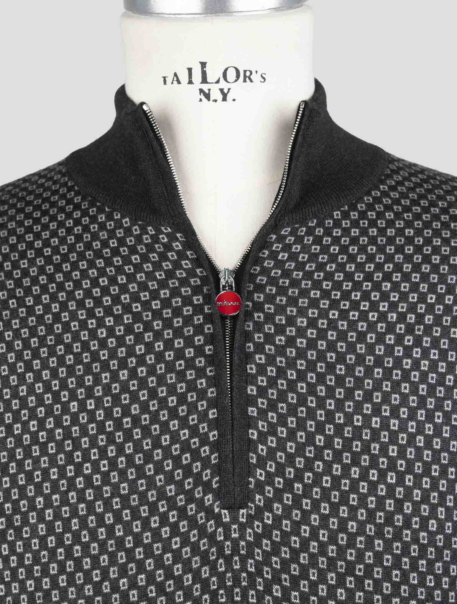 Kiton Dark Gray Cashmere Silk Sweater Half Zip
