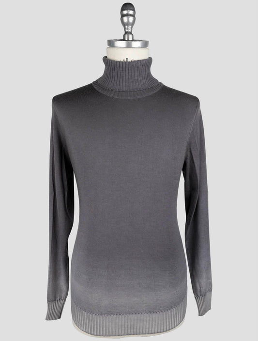 Kiton Gray Cashmere Silk SweaterTurtleneck