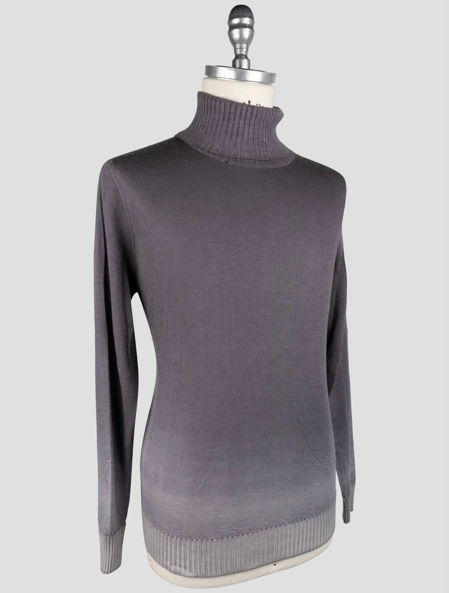 Kiton Gray Cashmere Silk SweaterTurtleneck